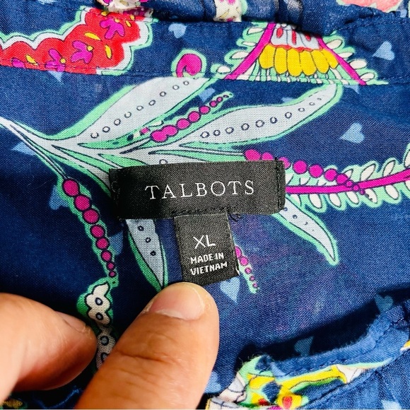 TALBOTS BAND COLLAR POPOVER - TWINKLE PAISLEY SIZ XL - Picture 9 of 13